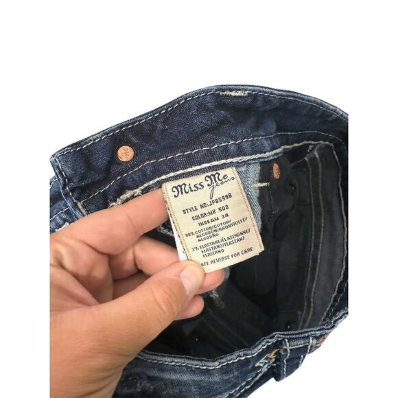 Miss Me Triangle Pocket Bootcut Jeans Bling Rhinestone Womens 28 HEMMED - Picture 6 of 9